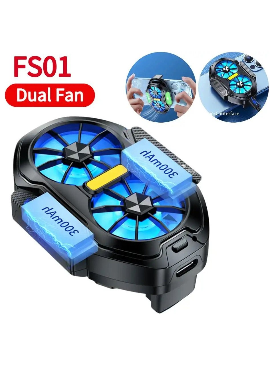 Bilişim Burada FS01 Çift Fan Şarj Edilebilir Cep Telefonu Soğutucu Uzun Ömürlü Güçlü Soğutma Hava Soğutma